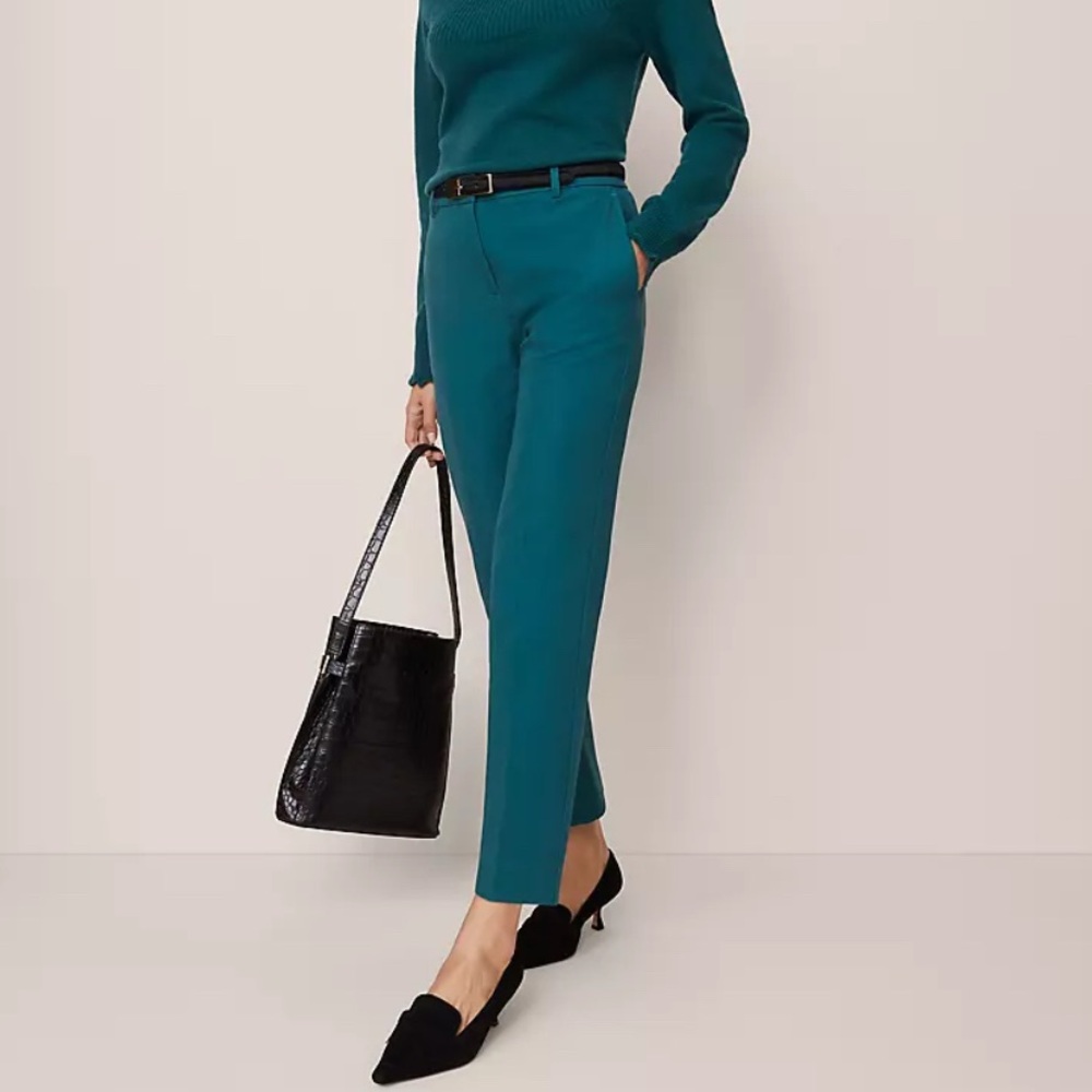 Ann Taylor Eva Ankle Pant Trousers in Deep Atlantic Teal Size 4P Office Minimal